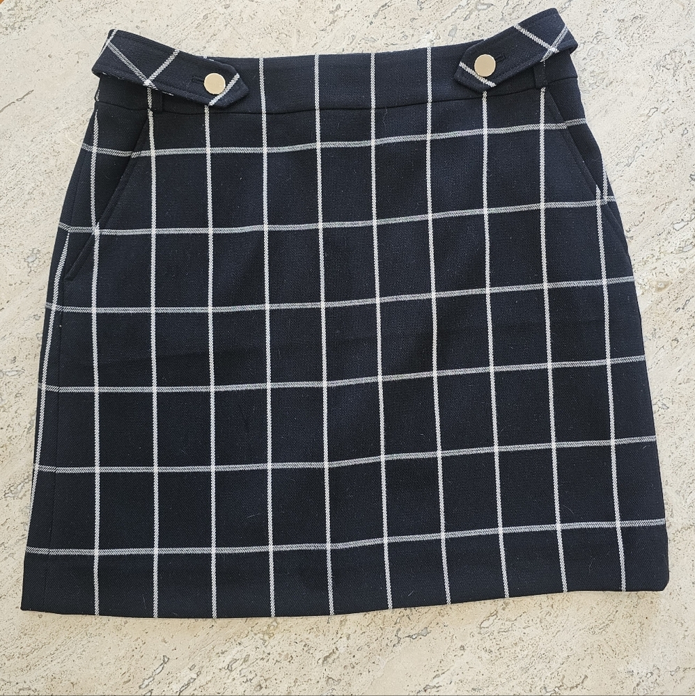 NWT LOFT Black and White Grid Pencil Skirt